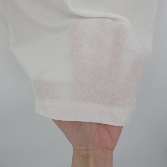 Wildfox Women Large Tourista Short Sleeve Boxy T Shirt Top White Beige Sheer - Picture 4 of 10